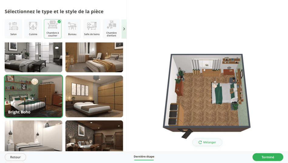 Projet d'intérieur IA créé dans Planner 5D