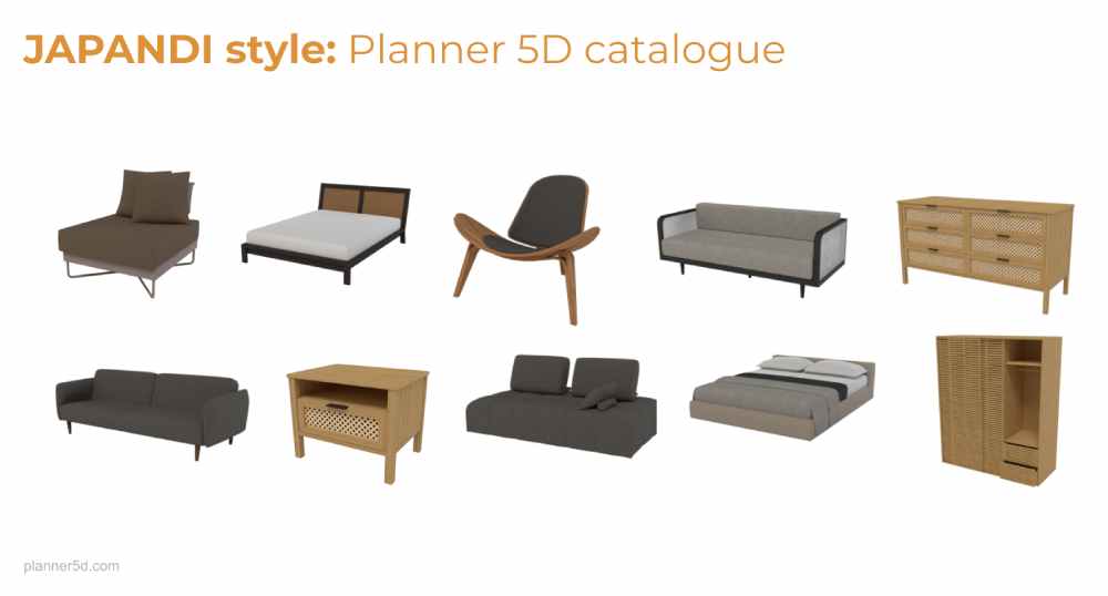 Mobili di design in stile Japandi con 5D Planner