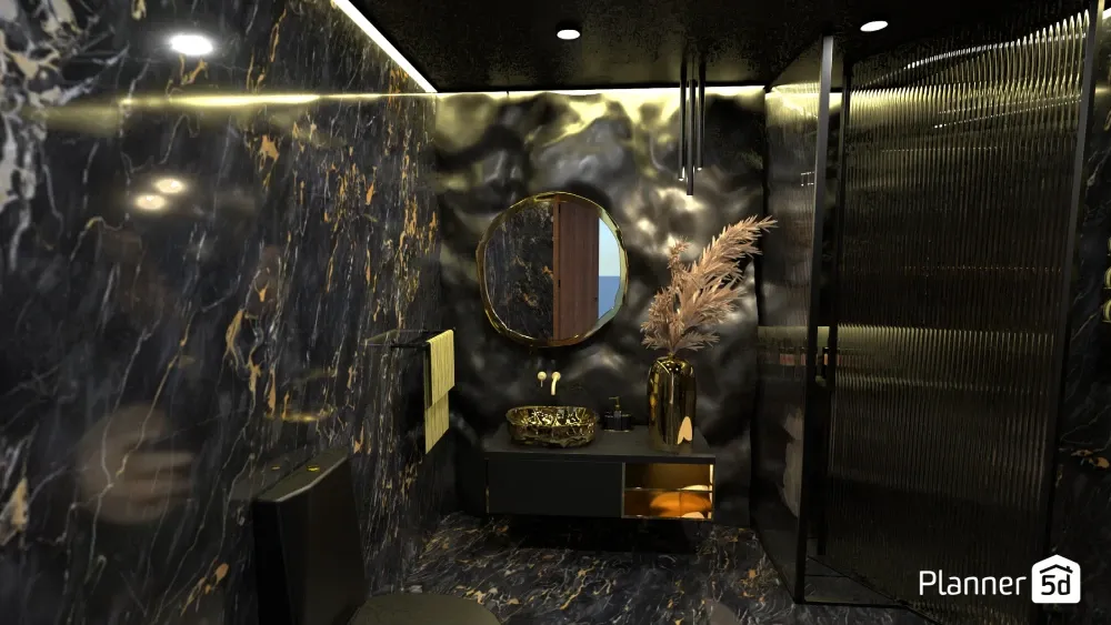 Bathroom in a sumptious black marble