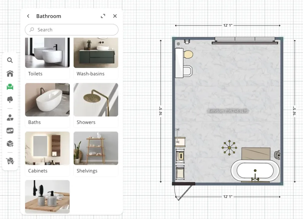 furnish your bathroom with Planner 5D