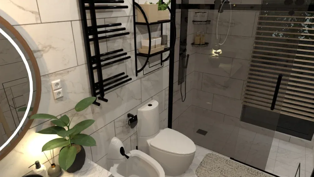 matt black finishes in a bathroom designed with bathroom planner