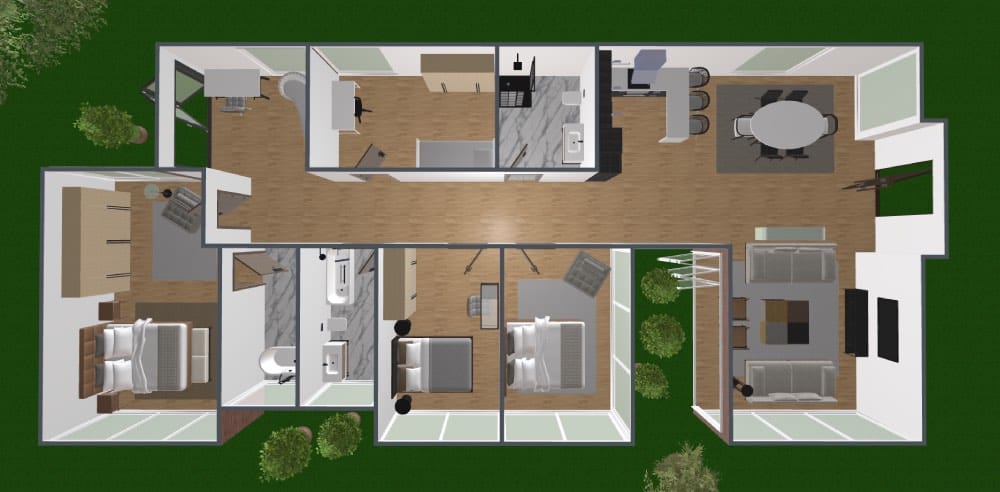 plano 3d de casa en la playa, planner 5d