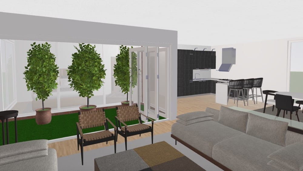 render 3d de casa moderna en la playa