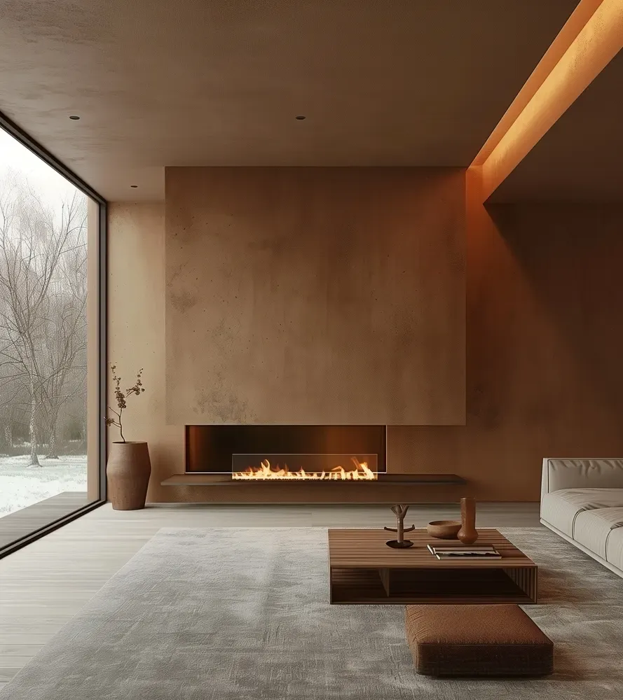 Salon w stylu japandi, minimalistyczny design