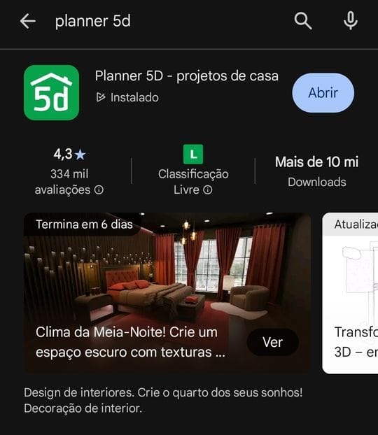 Planner 5D na Play Store.