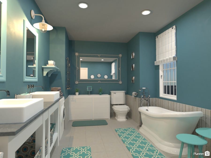 Banheiro com parede pintada