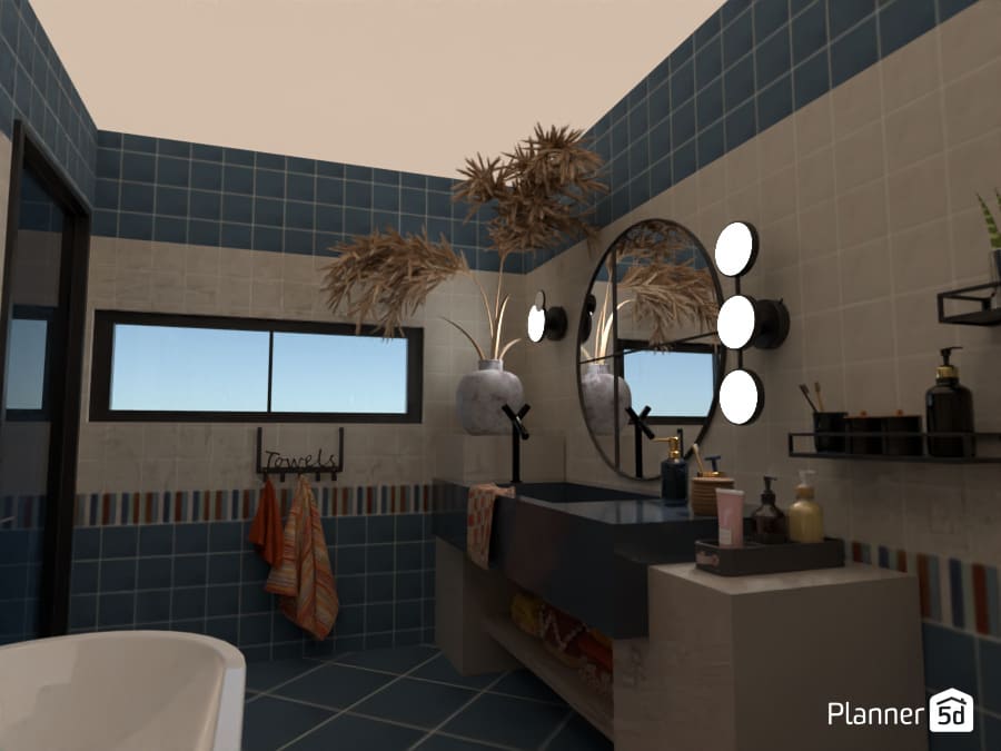 Banheiro colorido azul