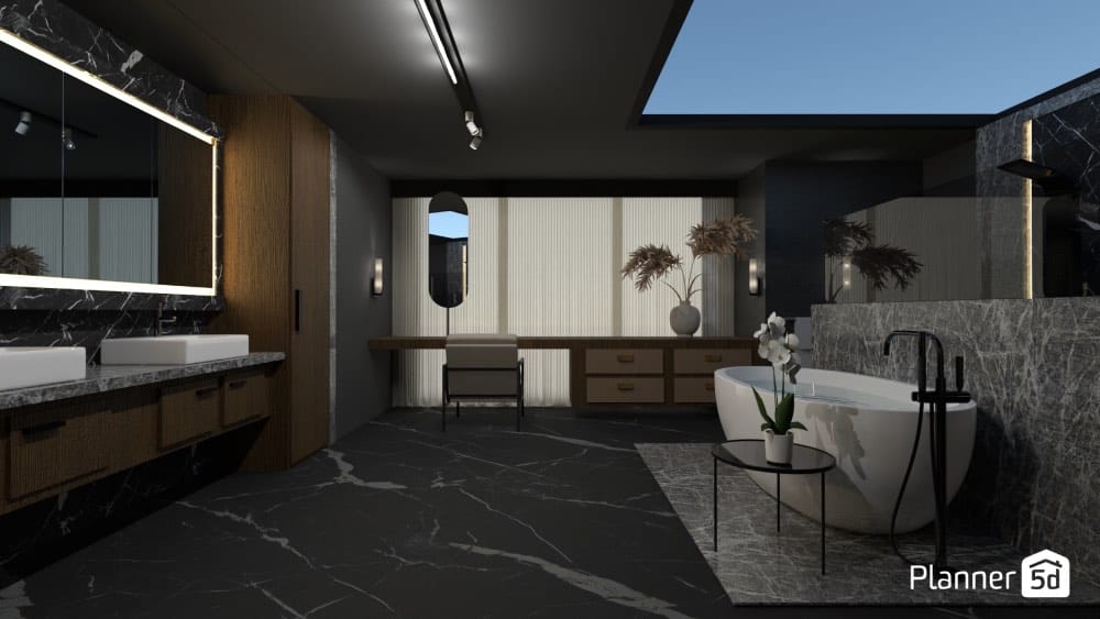 render cuarto de baño moderno, planner 5d, casas de dos pisos