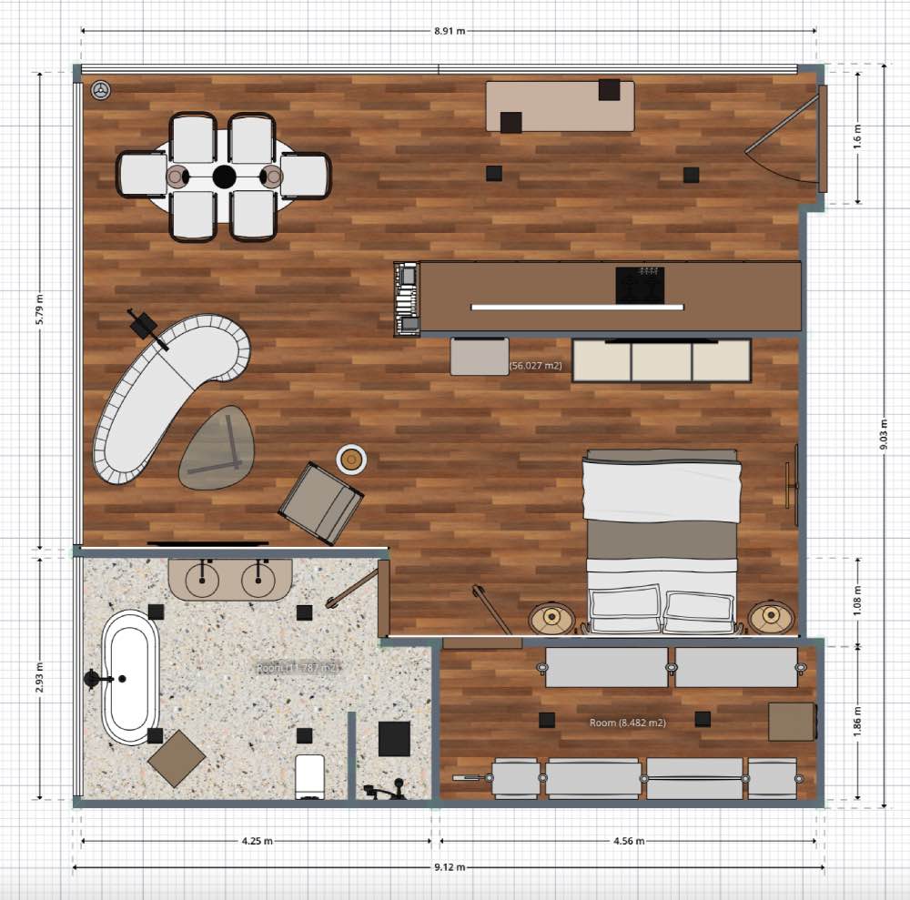 Comment décorer un studio, design planner 5d