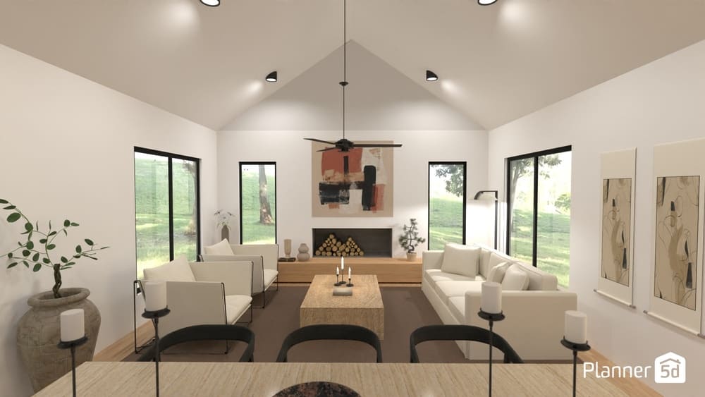 sala de estar com decoração escandinava