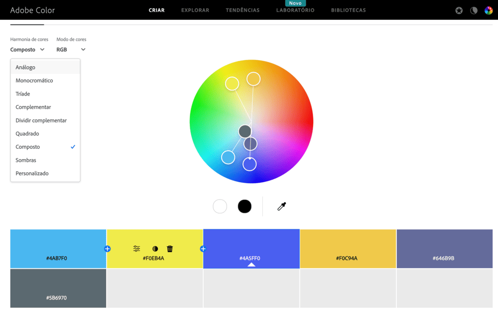 criar paleta de cores com o Adobe Color