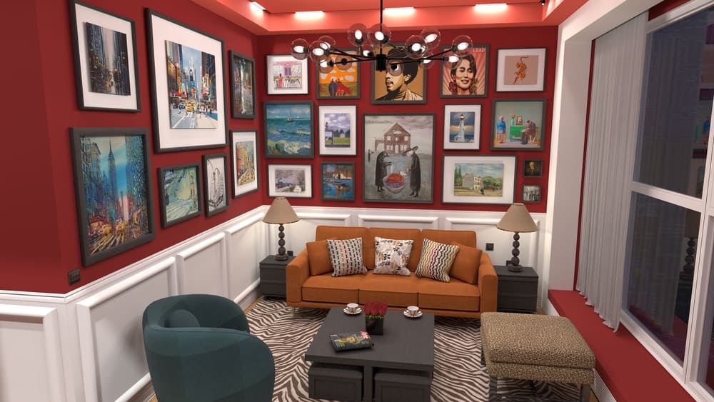 paleta de cores sala de estar anos 70