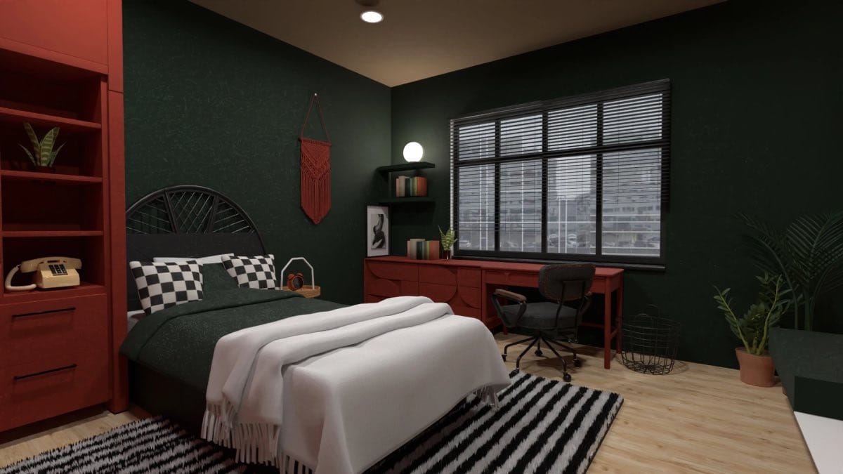 render 3d dormitorio estilo industrial, cómo usar planner 5d, decoración