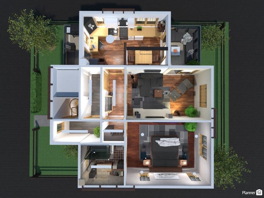 modelo de casa com 2 quartos