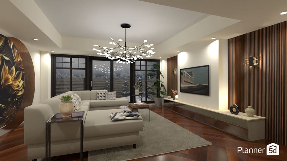 sala de estar com sofá de canto em U