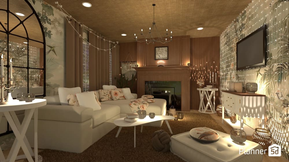 render 3D de sala de estar 