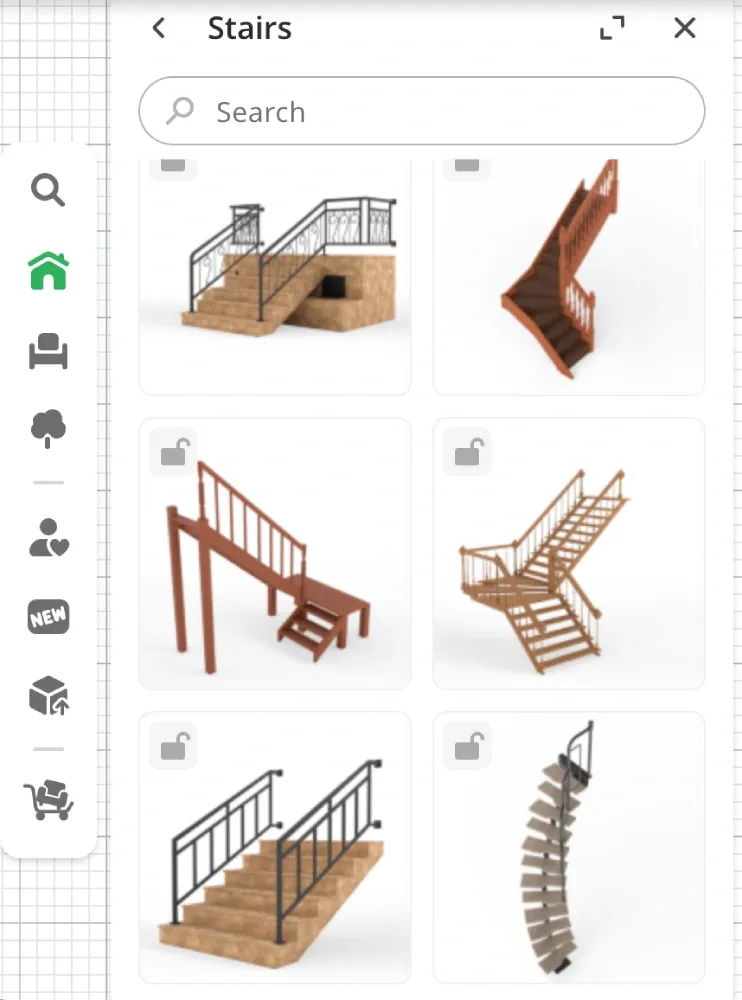 staircase options in planner 5D