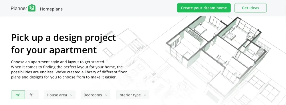 Planner 5D home plans page