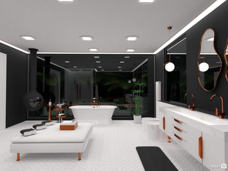   Render 3D de banheiro decorado no Planner 5D