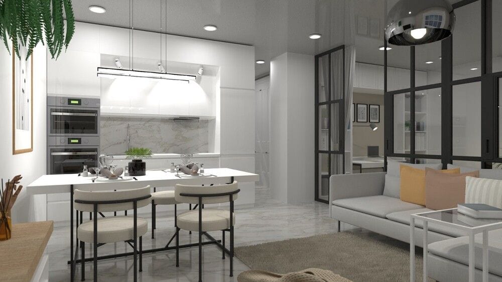 Plantas de casas pequenas com 1 quarto e cozinha americana