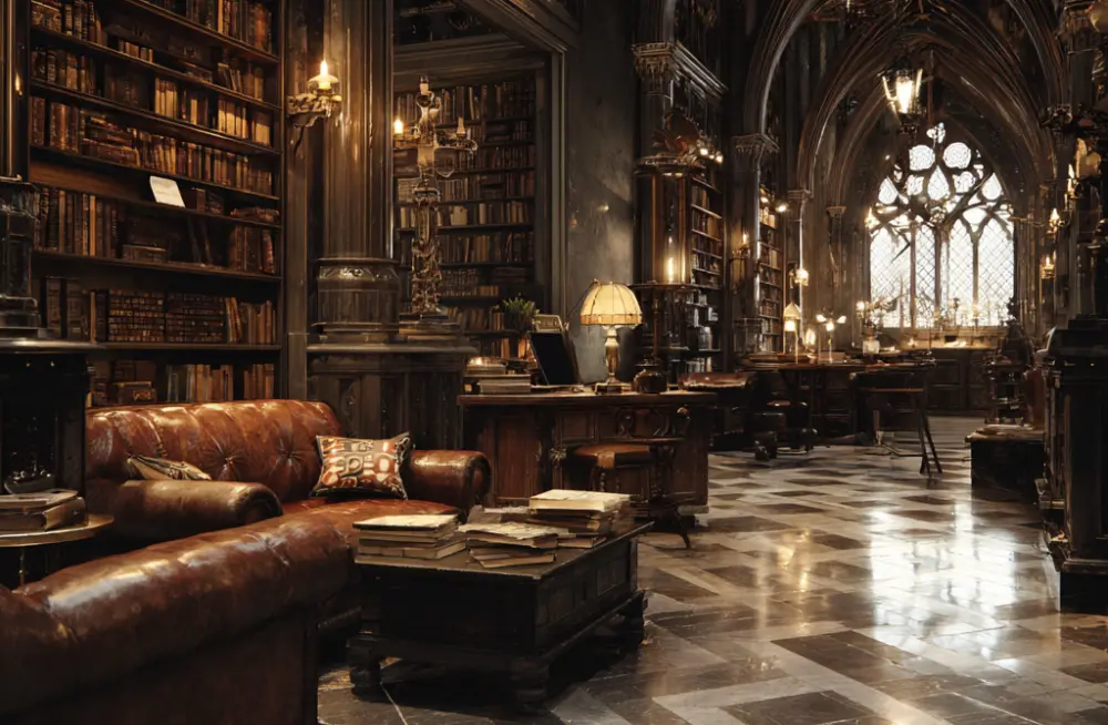 Décoration Dark Academia, bibliotheque, universite