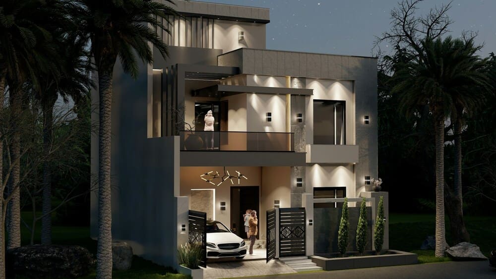 Sobrado com portão preto