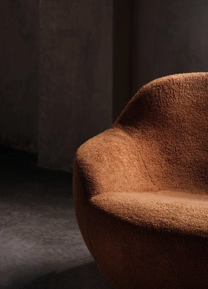 sillón tapizado borrego naranja