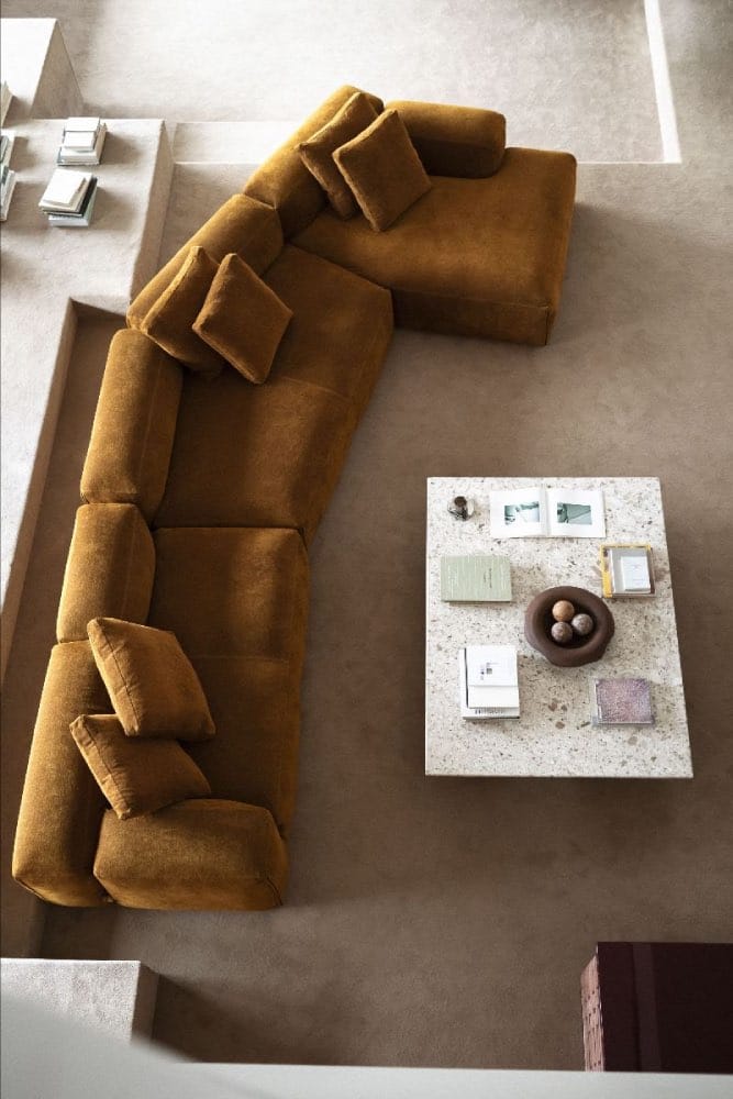 sofá tapizado terciopelo mario bellini
