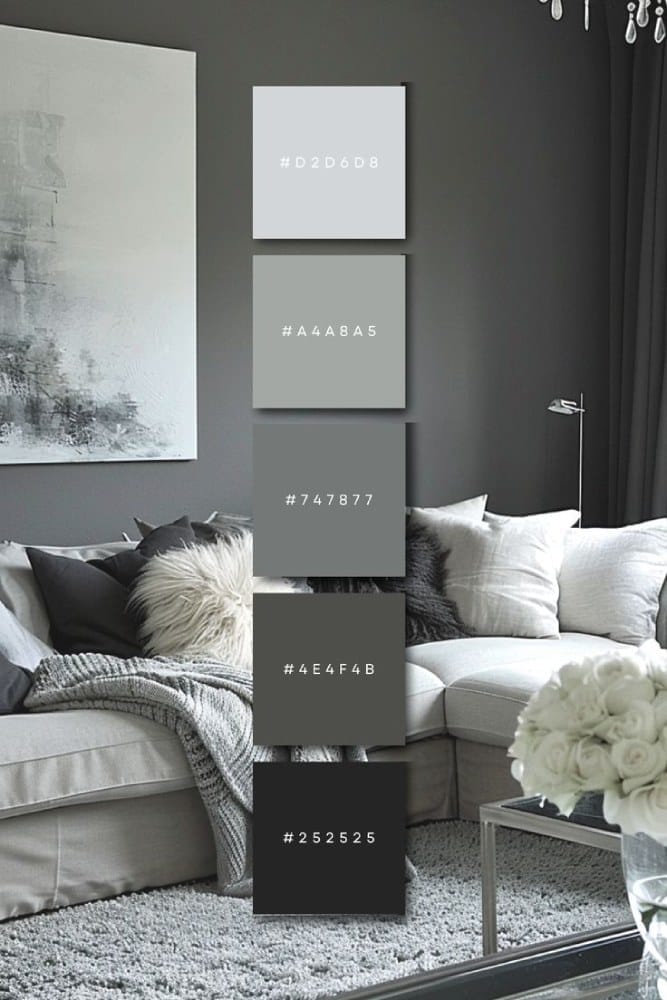 paleta de colores para sala de estar gris