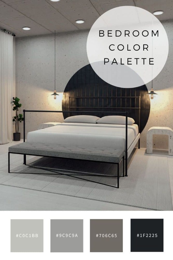 paleta de colores para dormitorio minimalista gris
