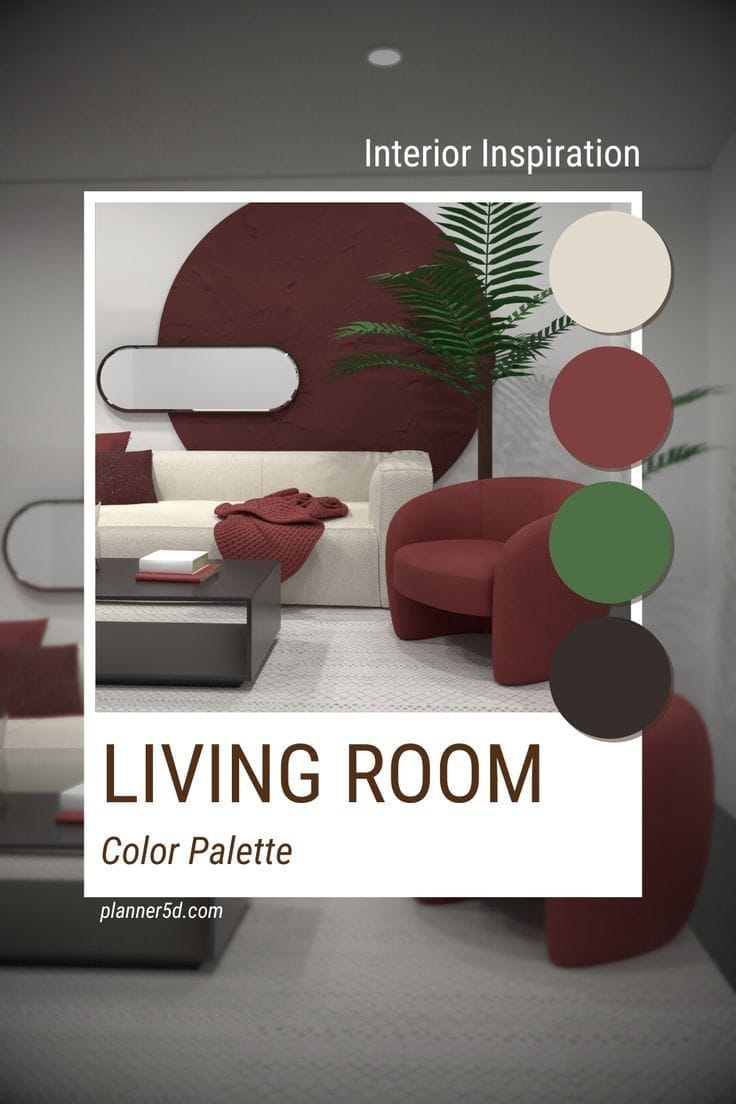 paleta de colores para sala de estar granate