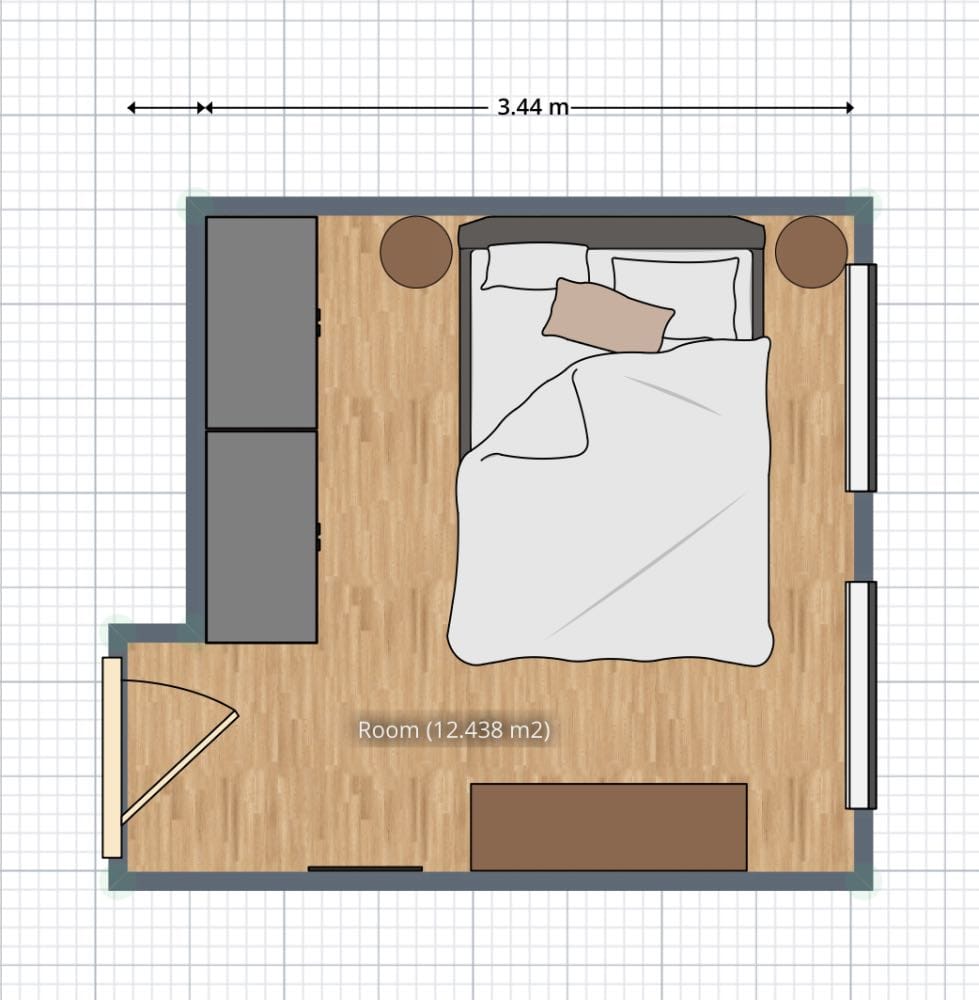 plano de dormitorio de matrimonio