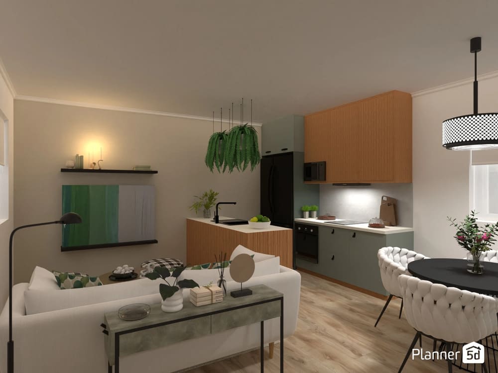 Planta de casa pequena 3D criada no Planner 5D