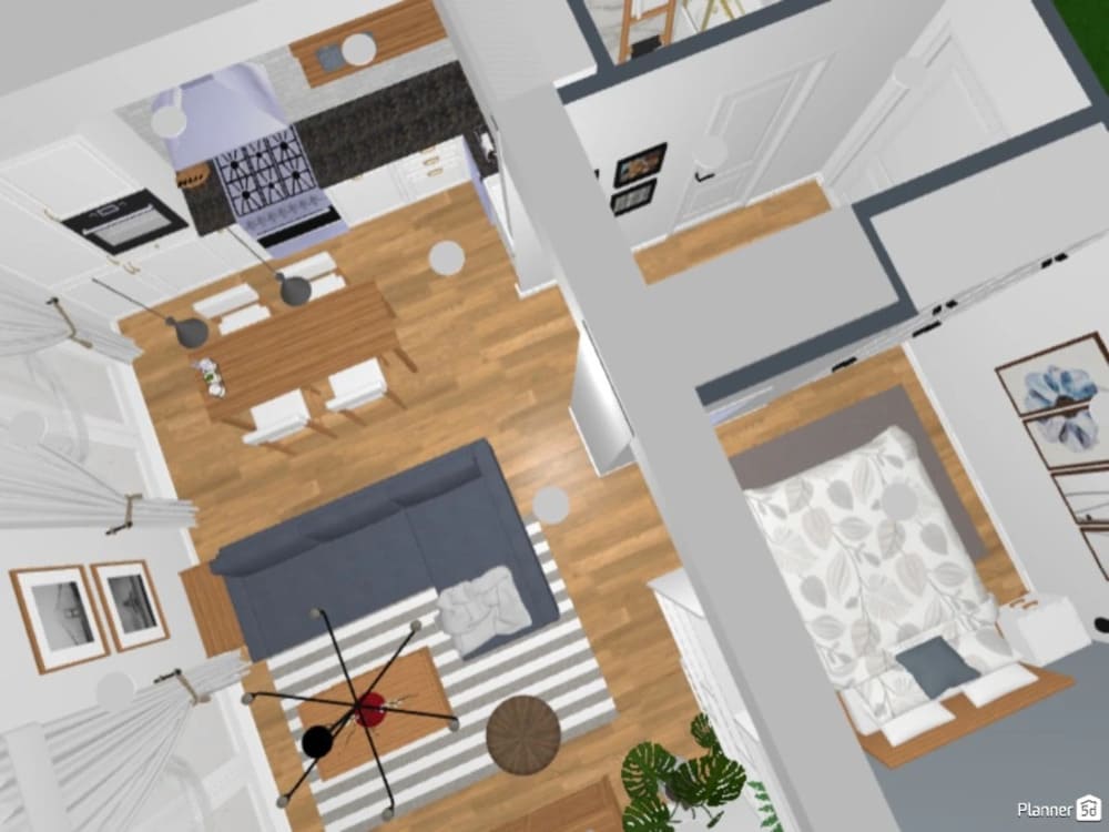 Planta 3D de casa pequena