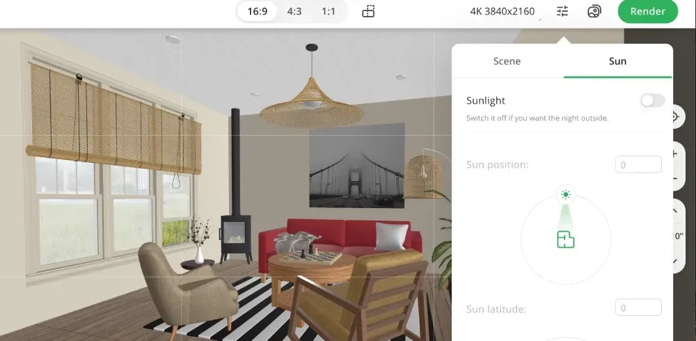Simulatore colori pareti online: planner 5d render deco