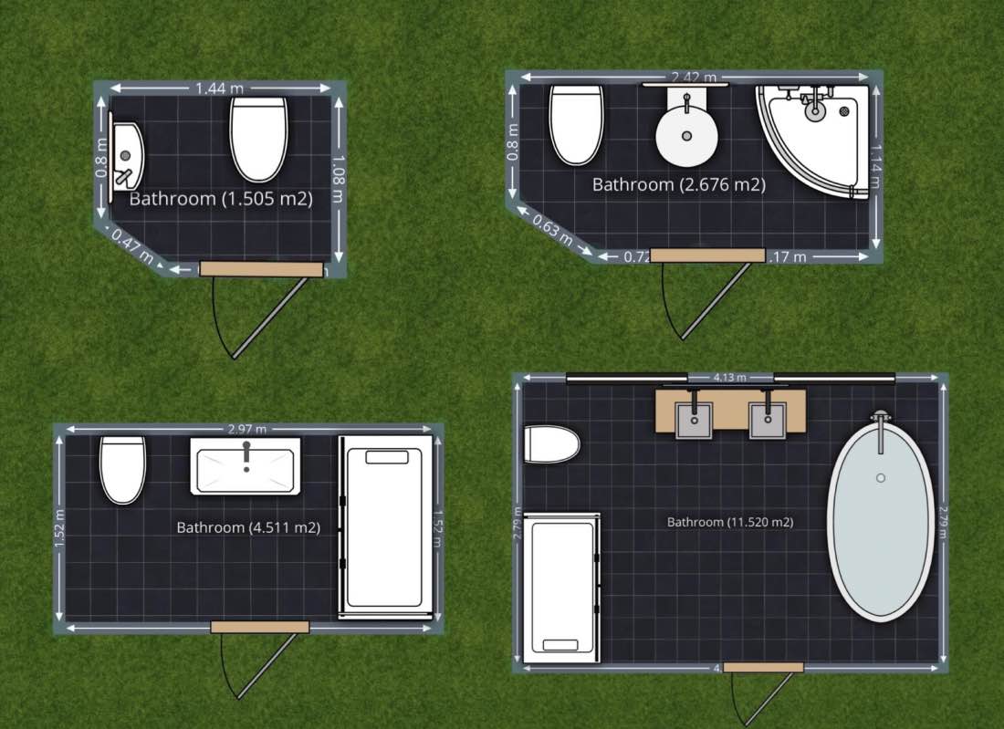 planos de baños con medidas, planner 5D