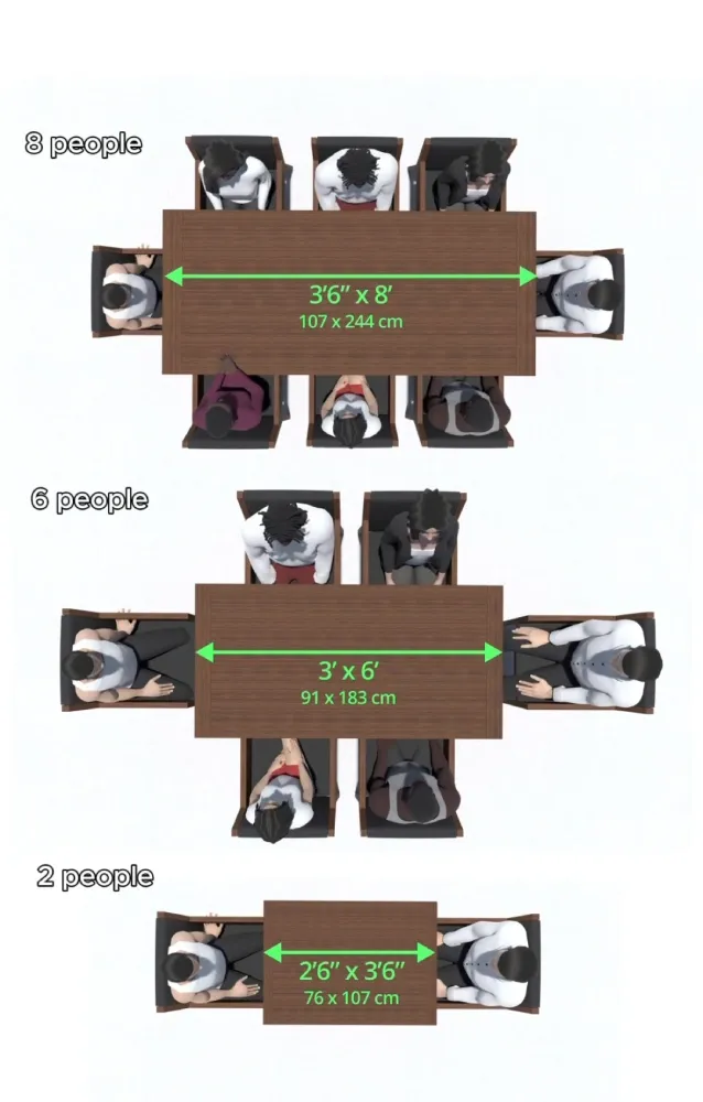 medidas ideias para uma mesa de jantar