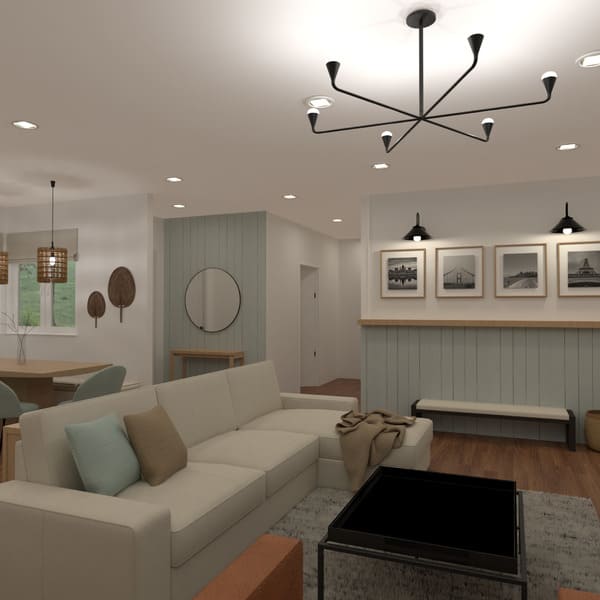 render 3D de sala de estar