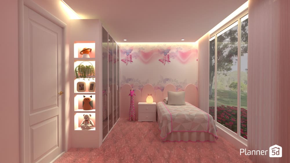 render 3D de quarto infantil criado no Planner 5D