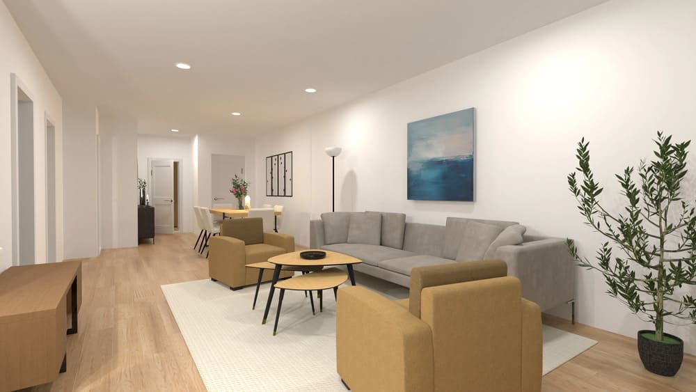 sala de estar decorada em 3D criada no Planner 5D