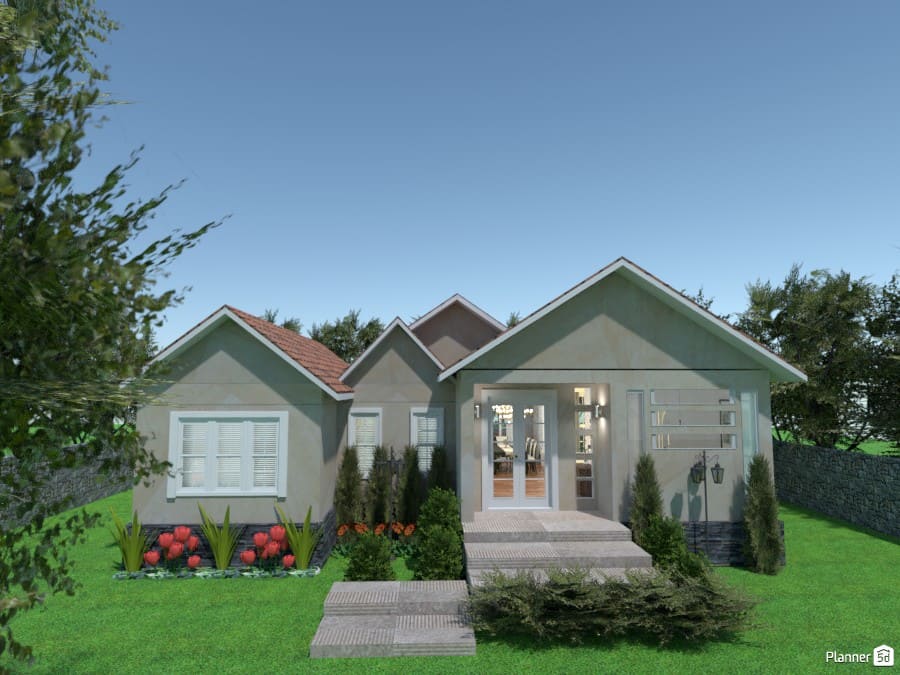 Jardim na frente de casa simples