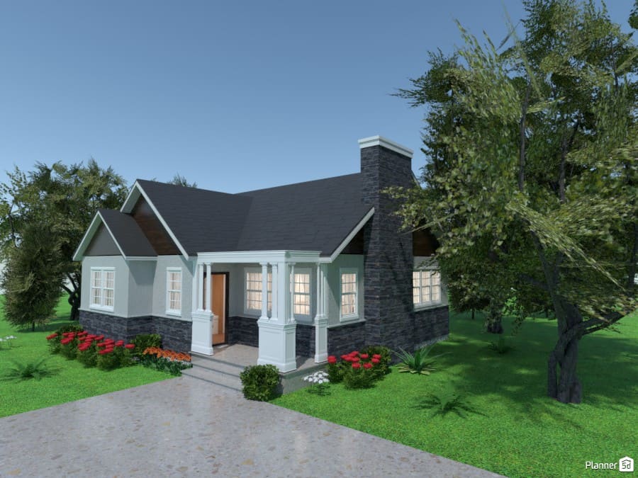 Jardim na frente de casas simples