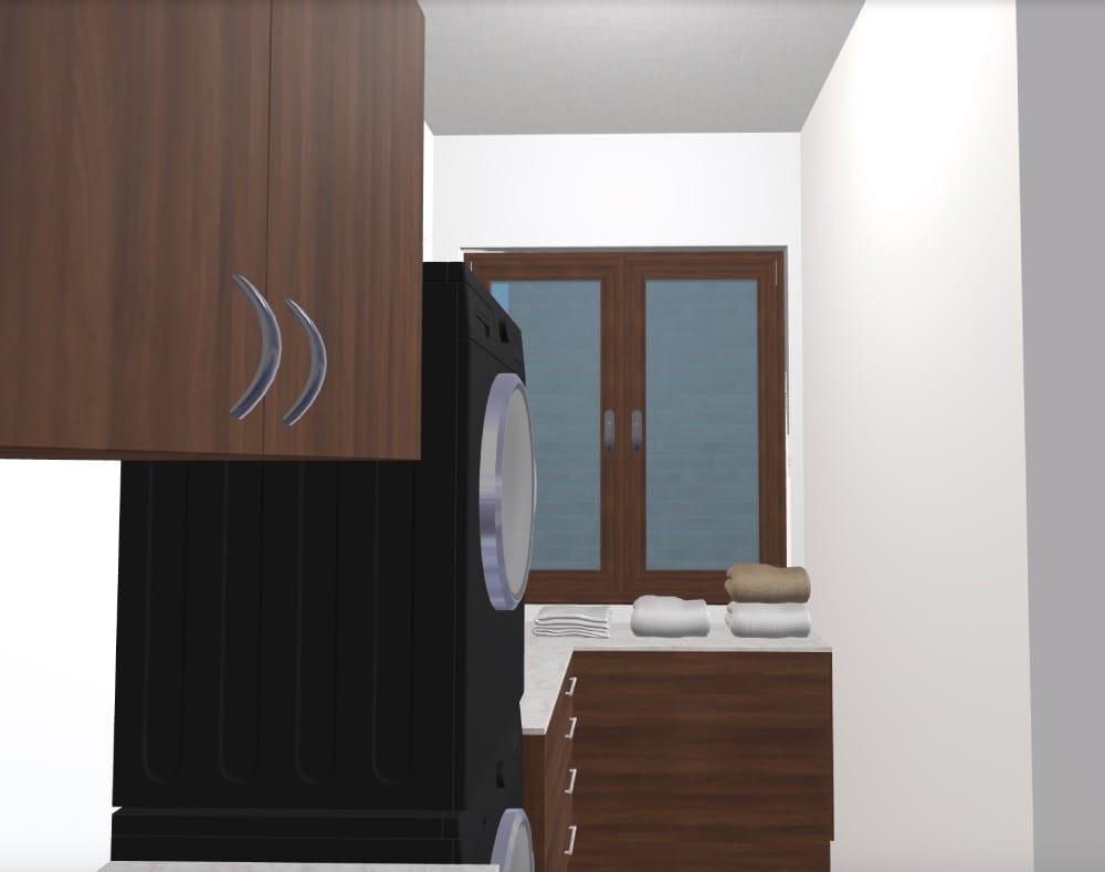 Medidas de una lavandería en casa. Diseño creado en Planner 5D.