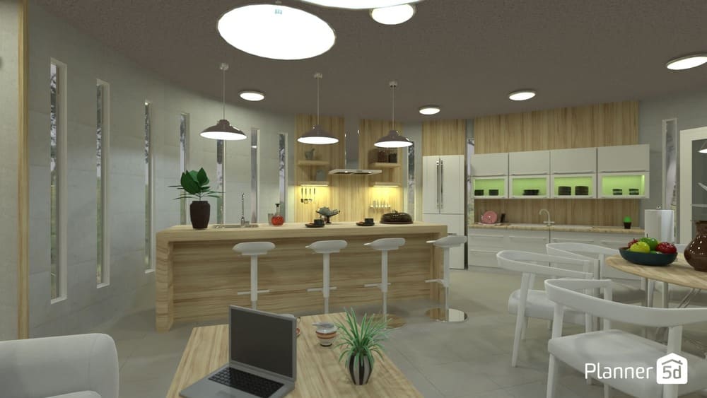 render de cozinha 3D criado no Planner 5D