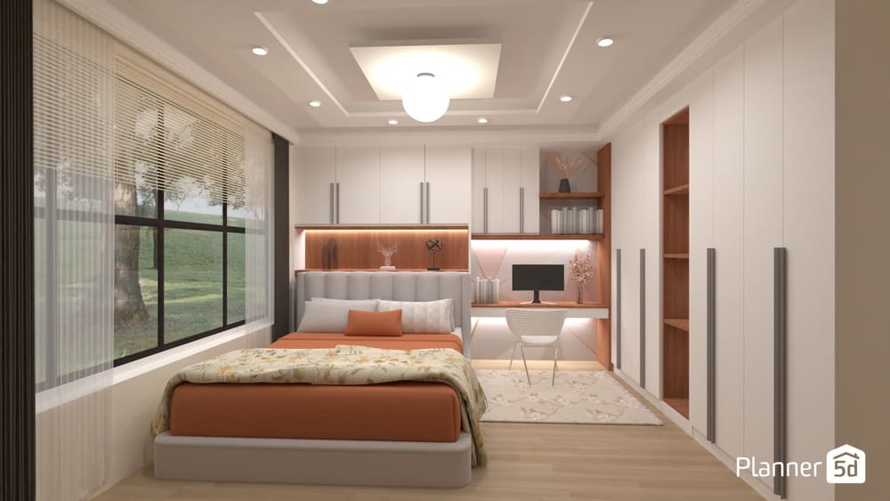 quarto aconchegante em 3D