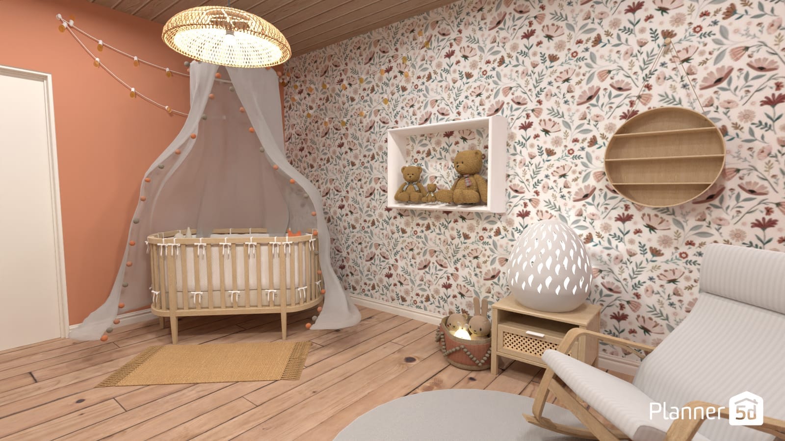 render 3d de habitación infantil. Simulador de dormitorios online gratis. Planner 5D