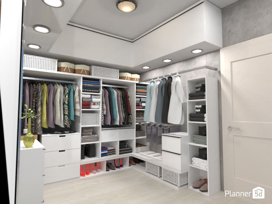 planta de closet com banheiro