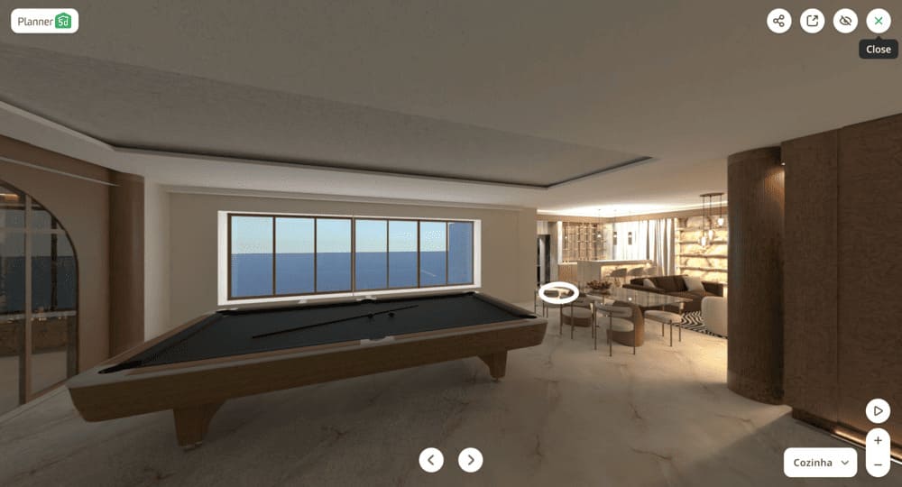 Visão do Tour em 360º do Planner 5D