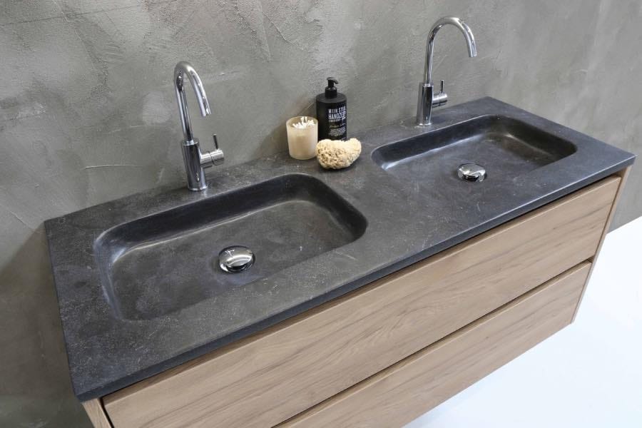 diseño baño moderno dos lavabos, mueble para baños