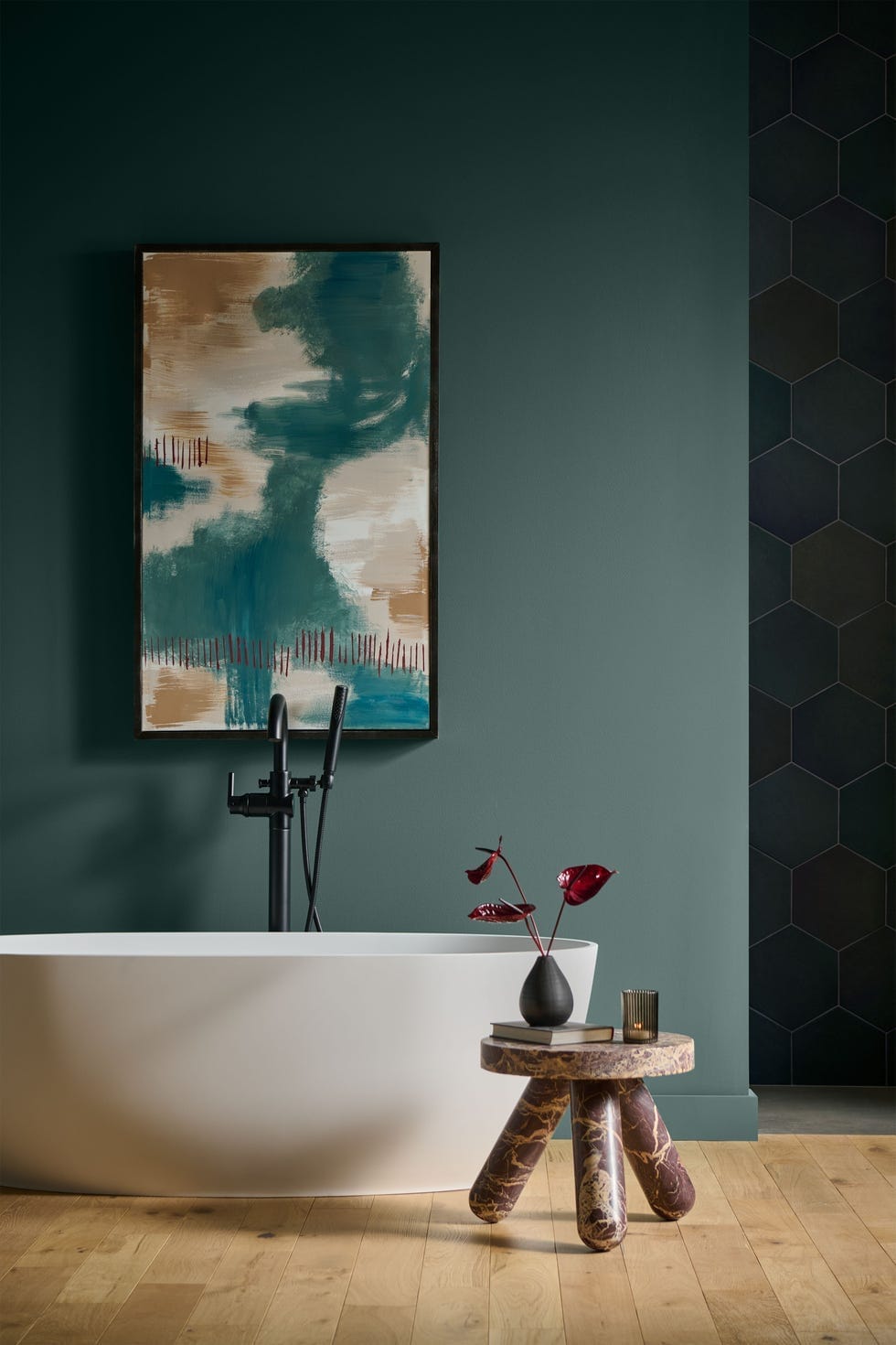 cuarto de baño color jade, colores del año 2026 en decoración,